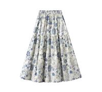 SOYNIA Mini Jupe Courte Sexy Jupes À Imprimé Floral pour Les Femmes Doux Elégant A-Ligne Taille Haute Jupes Décontractées Amples Taille Unique Bleu
