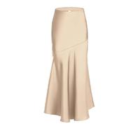 SOYNIA Mini Jupe Courte Sexy Jupes Longues Épissées pour Les Femmes Satin Taille Élastique Jupe Moulante Bureau Dame Jupes Longue Tendance XL Champagne