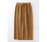 SOYNIA Mini Jupe Courte Sexy Jupes Tricotées pour Les Femmes Long Une Ligne Taille Haute Vintage Jupe Dames Bureau Femmes Jupes Taille Unique Caramel