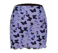 SOYNIA Mini Jupe Courte Sexy Streetwear Sexy Imprimé Floral Maille Taille Haute Double Couche Jupes Courtes Moulantes L Violet