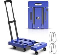 SOYO Camion à Main Pliable, 500 lbs Heavy Duty Dolly, Portable 6 Roues Panier de Luggage Collapsible avec 2 Ropes élastiques pour déplacer, Voyage, Shopping, Maison Office Utilisation, Bleu