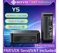 SOYO Mini PC Y5 Processeur Intel Core i3 4e génération 8 Go de RAM 128 Go de SSD Windows 10 Mini ordinateur de bureau Sortie multi-écrans 4K WiFi et Bluetooth 4.2 USB-C RJ45 Ethernet PC compact de 8G