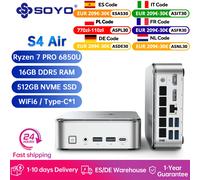 SOYO S4 Air Mini ordinateur de jeu AMD R7-6850U CPU 16GB DDR5 512GB SSD NVME PCIE3.0 fenêtre 11 Pro WiFi6/BT5.2 Mini ordinateur S4 Air 16GD5 512 Go