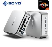 SOYO S4PLUS Mini PC Ryzen 7 H 255 (8 cœurs / 16 threads, jusqu'à 4,9 GHz) Mini ordinateur de bureau 24 Go LPDDR5 RAM 512 Go SSD PCIe 3.0, Micro PC Windows 11 Pro Radeon 780M/6 x USB 3.2/1 x LAN 2,5 G/