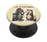Soyons des ordures Ensemble Un Couple de Raton Laveur drôle PopSockets PopGrip Adhésif