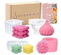 Soyovo DIY - 4Pcs Moule à bougie en silicone Kit de bougie, 3D DIY Moule en silicone Moules à bougie, diy-kerzenzubehör zumGießen als Homedecorationen