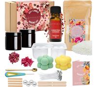 Soyovo DIY - Kit de fabrication de bougies - Kit pour fabriquer soi-même des bougies - avec cire de soja, mèches en coton et en bois, récipients en verre brun avec couvercle