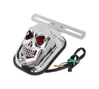 SOYTZBMK Feu arrière de Moto Feu Arrière De Moto en Forme De Tête De Mort, Feu De Freinage, Plaque D'immatriculation pour Suzuki Chopper pour Cafe Racer, Feu Arrière De Moto(Chrome)