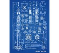 Soyuz Rocket USSR Soviet Space Blueprint Plan Extra Large XL Wall Art Poster Print Fuse Union soviTique soviTique Espace Bleu Mur Impression d'affiches