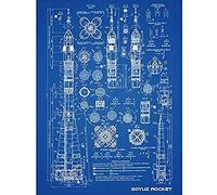 Soyuz Rocket USSR Soviet Space Blueprint Plan Unframed Wall Art Print Poster Home Decor Premium Fuse Union soviTique soviTique Espace Bleu Mur Affiche Accueil Dco
