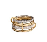 SOYUZERISH Gold Plated Interlocked Stackable Rings for Women,Mixed Metal Stackable 18K Gold Rings for Womens Non Tarnish, Statement Multi Ring Mixed Metals Stack Jewelry