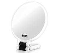SOYUZERISH Miroir Grossissant de Maquillage x50,Miroir de Maquillage Double Face avec poignée réglable à 360 °, Conception de Table Murale portative