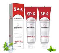 SP-6 Dentifrice blanchissant probiotique, 2 dentifrices blanchissants intenses, 6 probiotiques pour le blanchiment des dents, une haleine fraîche, sans fluorure, gencives saines, pour dents sensibles