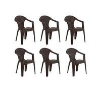 SP Berner Pack de 6 chaises de Jardin Dream Wengué - Chaises d'extérieur empilables - Plastique résistant - Assise et Dossier Confort - Idéal pour terrasse, Jardin et Patio - Léger et Durable