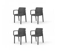SP Berner SHAF - Lot de 4 chaises de Jardin empilables Lea - Terrasse et Restauration en extérieur - Plastique recyclé résistant aux UV - Design Ergonomique - Fabriqué en Espagne - Anthracite