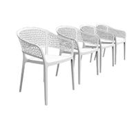 SP Berner SHAF - Lot de 4 chaises de Jardin empilables Saona - Terrasse et Balcon - Plastique recyclé résistant aux UV - Design Ergonomique - Fabriqué en Espagne - Blanc