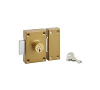 SP - Verrou à Double Entrée - Cylindre Ø 25 x 40 mm - Laiton 4 Goupilles - 3 Clés Plates Crantées - Sécurité Domestique - Porte d'Entrée Vitrée - Jaune/Doré