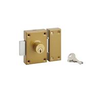 SP - Verrou à Double Entrée - Cylindre Ø 25 x 40 mm - Laiton 4 Goupilles - 3 Clés Plates Crantées - Sécurité Domestique - Porte d'Entrée Vitrée - Jaune/Doré