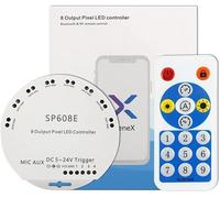 SP608E DC5V-24V WS2812B Contrôleur de musique WS2811 WS2815 8CH Signal LED Bande lumineuse Micro intégré iOS Android Bluetooth