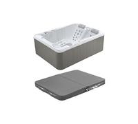 SPA 3 places blanc perlé avec bâche - 65 jets - L210 x P158 x H73 cm - Système BALBOA - FIDJI VI