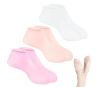 SPA Ensemble de masques anti-fissures en silicone pour les pieds et les mains - Chaussettes de pédicure hydratantes et gants pour soins de la peau sèche (blanc)