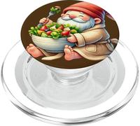 Spa Gnome In Bathrobe With Big Salad Bowl For Summer Break PopSockets PopGrip pour MagSafe