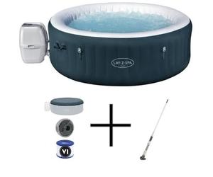 Spa gonflable BESTWAY - Lay-Z-Spa Miami - 140 airjets - 196 x 66 cm - 4 à 6 places - Rond + Balai aspirateur électrique Aquascan