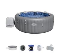 Bestway - Spa Gonflable Santorini Smart HydroJet Pro Efficacité énergétique avec Application de contrôle pour 5 à 7 Personnes - 216 cm x 216 cm x 80 cm - Gris