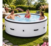 Spa Gonflable Extérieur Grande Taille 4-6 Personnes Ø206 cm, Bain à Remous Chauffage 40°C, 150 Diffuseurs Bulles, Éclairage LED Aquatique 6 Couleurs, PVC Renforcé Anti-Perforation