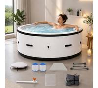 Spa Gonflable Extérieur Grande Taille 4-6 Personnes Ø206 cm, Bain à Remous Chauffage Rapide 40°C, 150 Diffuseurs Bulles Massage Complet, PVC Renforcé Anti-Perforation, LED Lumineux Jardin