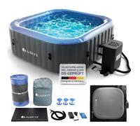 Spa gonflable JUSKYS gris/bleu 4 personnes avec 130 jets massants éclairage LED RGB télécommandé chauffage 3000 W PVC résistant