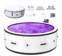 Spa Gonflable pour 2 à 6 Personnes, Grand Bain à Remous Portable Étanche avec 180 Jets d‘Air, Pompe à Chaleur et Couverture Isolante, Technologie 4 Saisons L