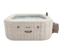 Intex Spa Gonflable carré Chevron Deluxe 4 Personnes, 175 x 175 x 71 cm, Chauffage 2 200 W, Bulles d'air Chaud, chlorateur salin, épurateur avec Filtre S2 (1 741 l/h), Accessoires Inclus (55092)