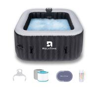 Spa gonflable RELXTIME 2-4 personnes - Jacuzzi portable chauffant 40 °C avec 110 airjets - Pompe filtrante et accessoires complets
