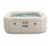 Intex Spa Gonflable carré Chevron Deluxe 4 Personnes, 175 x 175 x 71 cm, Chauffage 2 200 W, Bulles d'air Chaud, chlorateur salin, épurateur avec Filtre S2 (1 741 l/h), Accessoires Inclus (55092)
