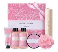 Spa Luxetique Cadeaux de Soins pour Femme,Coffret Cadeau Femme de Bain à Rose,Coffret Cadeau de Spa,Coffret Cadeau de Voyage avec Crème pour les Mains,ensemble de Bain Moussant,Cadeau Fête des Mères