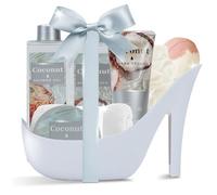 Spa Luxetique Coffret Cadeau Bain et Corps pour Femmes -8pcs Coffret Cadeau les Parfum de Coconut, Coffret Beauté Femmes avec Gel Douche,Bain Moussant pour Amie,Maman, Cadeau de Noël et d'Anniversaire