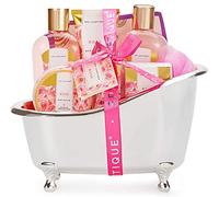 Spa Luxetique Coffret Cadeau Femme-8pcs Rosa Coffret Soin Beauté Femme Comprend Gel Douche,Beurre de Karité,Bombe de Bain,Bain Moussant, Cadeau Saint Valentin, Idee Cadeau Anniversaire Femme Maman
