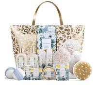Spa Luxetique Coffret de Bain, Parfum de Jasmin,15PC Coffret Cadeau pour Femme, Sac Fourre-tout, Bain Moussant, Cadeau pour l’Anniversaire et des Fêtes Cadeau Fête des Mères, Cadeau Noël