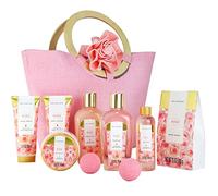Spa Luxetique Coffret de Soins pour Femme, 10 PC Coffret de Bain au Parfum de Rose, Gel Douche, Bain Moussant, Cadeau de Noël et d’Anniversaire