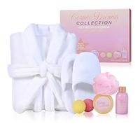 Spa Luxetique Ensemble peignoir et pantoufles pour femme, cadeau de Noël, de Saint-Valentin, peignoir de bain doux en flanelle avec pantoufles, lotion pour le corps, bombes de bain, ensemble de