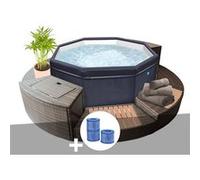 Spa portable Netspa semi-rigide Octopus octogonal Bulles 4-6 places avec mobilier + 3 cartouches de filtration