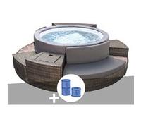 Spa portable Netspa semi-rigide Vita Premium rond Bulles 4-6 places avec mobilier + 3 cartouches de filtration Noir G