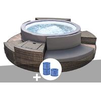 Spa portable Netspa semi-rigide Vita Premium rond Bulles 4-6 places + Mobilier + 3 cartouches de filtration
