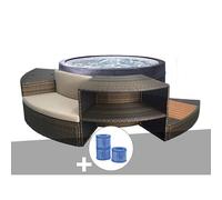 Spa portable Netspa semi-rigide Vita rond Bulles 4 places avec mobilier + 3 cartouches de filtration