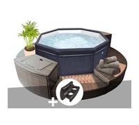 Spa portable Netspa semi-rigide Octopus octogonal Bulles 4-6 places + Mobilier + 2 appuie-t?tes + porte-gobelet