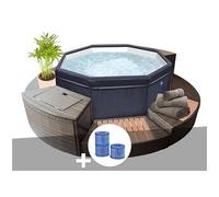 Spa portable Netspa semi-rigide Octopus octogonal Bulles 4-6 places avec mobilier + 3 cartouches de filtration