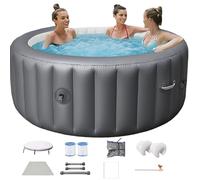 Spa portatif, Spa Gonflable pour Jardin, Temp. Max. 40°C/104°F, Airflow 130 gicleurs, 2-3 Personnes, Installation Facile Spa Gonflable, pour Patio, Jardin et espaces extérieurs 2-3people-100V
