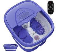 Spa pour les pieds pliable, masseur de pieds avec chaleur, télécommande, minuterie et 24 balles de massage Shiatsu motorisées, baignoire de trempage des pieds prend en charge le trempage de l'eau