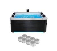 Spa rigide 6 places 160cm carré hydromassage 4 coussins bâche 8 filtres SPA Oslo + 8 filtres SPA